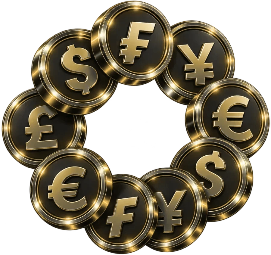 Forex trading interface with global currency market data